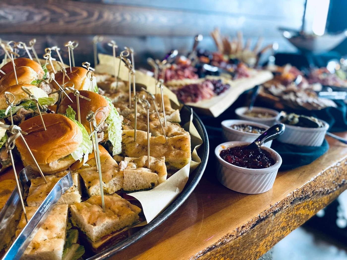 Sliders, focaccia bites and a grazing spread